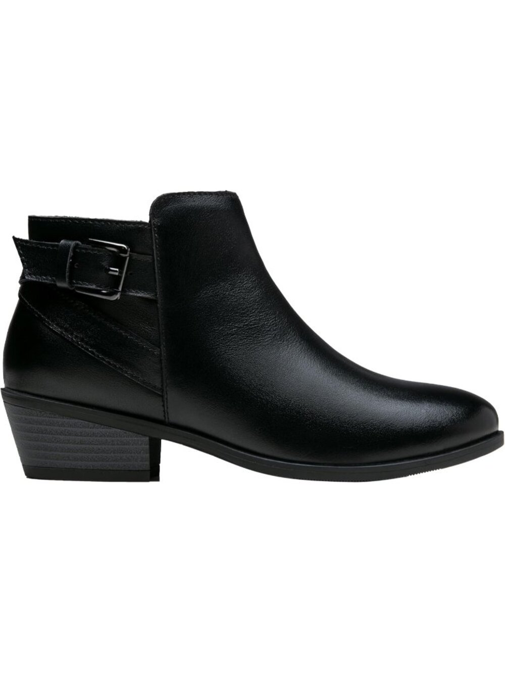 Women's Western-911L-Black Leather  Short Ankle Low Heel Cutout Perforated Boots